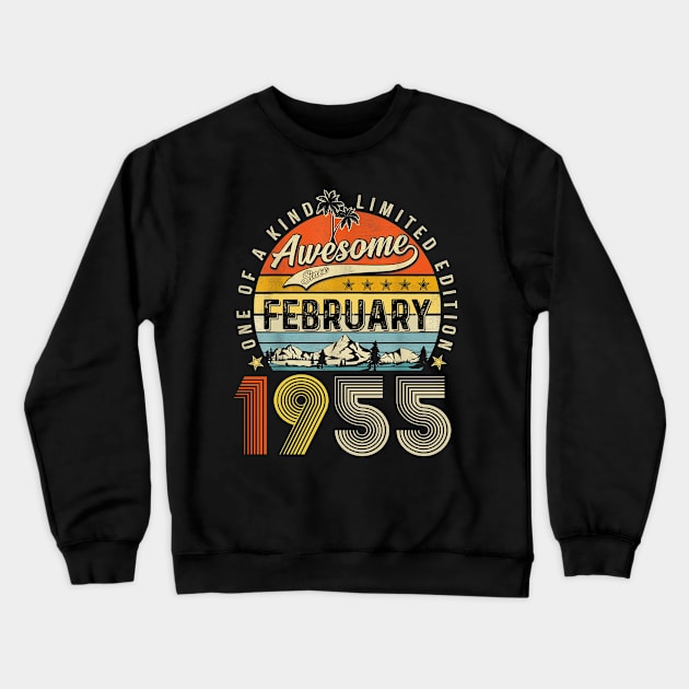 Awesome Since February 1955 Vintage 68th Birthday Crewneck Sweatshirt by louismcfarland